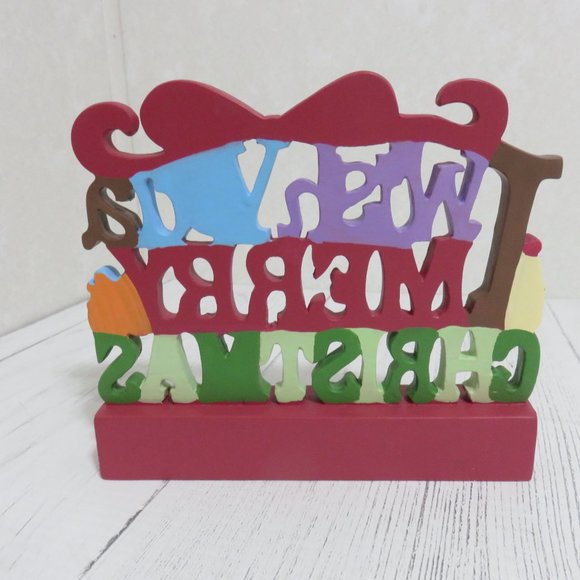 I Wish You a Merry Christmas with Peace, Joy, Hope & Love Resin Tabletop Plaque - Picture 2 of 3